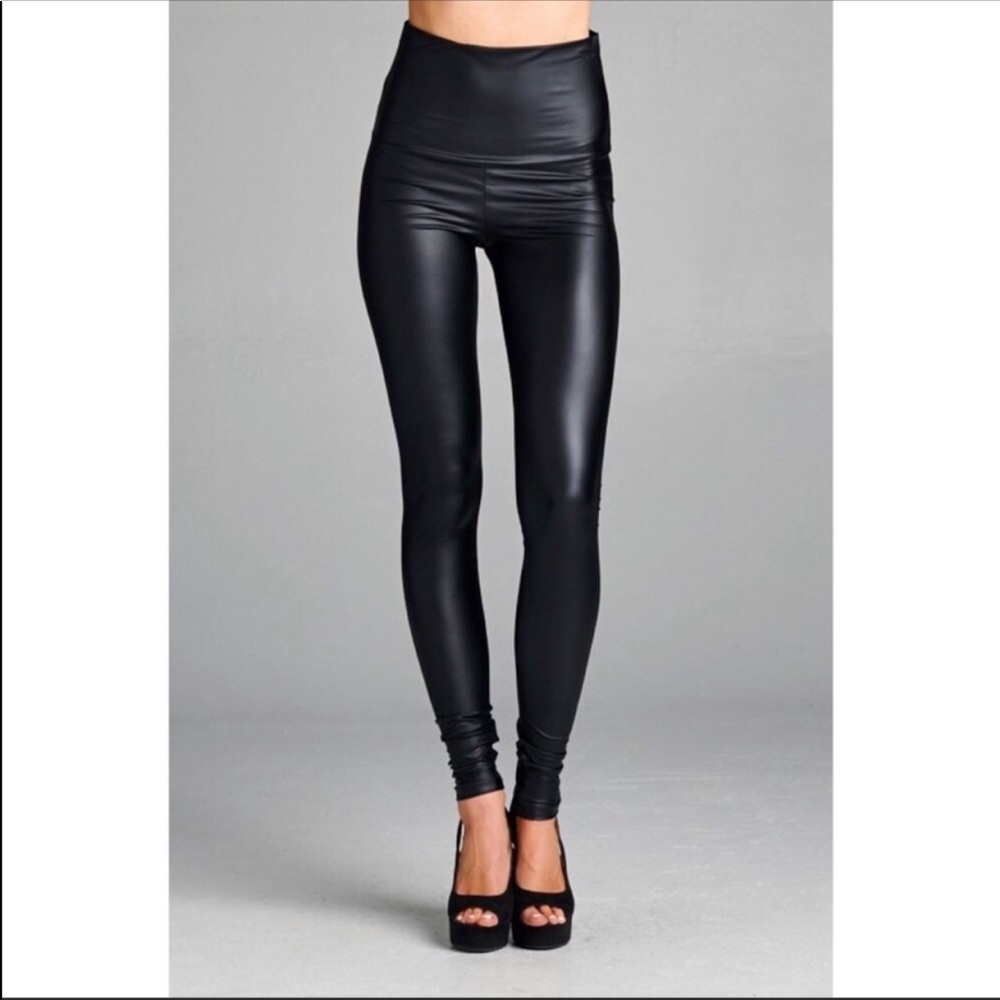 S-XL Avail! High Waisted Vegan Leather Leggings